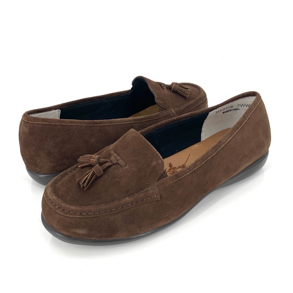 Ros Hommerson Loafers Slip On Brown Suede Tassel Moccasin Flats Loafers 7 Wide - Picture 2 of 13